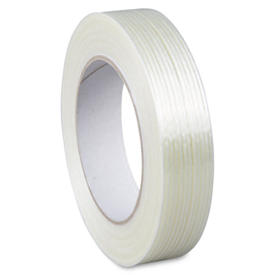 Ruban adhésif armé, fil à fil 19 mm × 50 m, 120 µm épaisseur totale: 120 µm diamètre du mandrin : 76 mm, rouleau PP avec fils PET, hotmelt, transparent Boîte de 48 rouleaux inapte au contact alimentaire – Réf. 477861