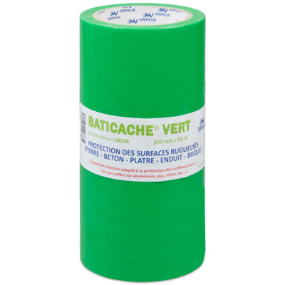 Protection temporaire surface Baticache rouleau, 300 mm × 50 m diamètre du mandrin : 76 mm polyéthylène, épaisseur totale: 60 µm vert, Boîte de 11 rouleaux inapte au contact alimentaire – Réf. 445161