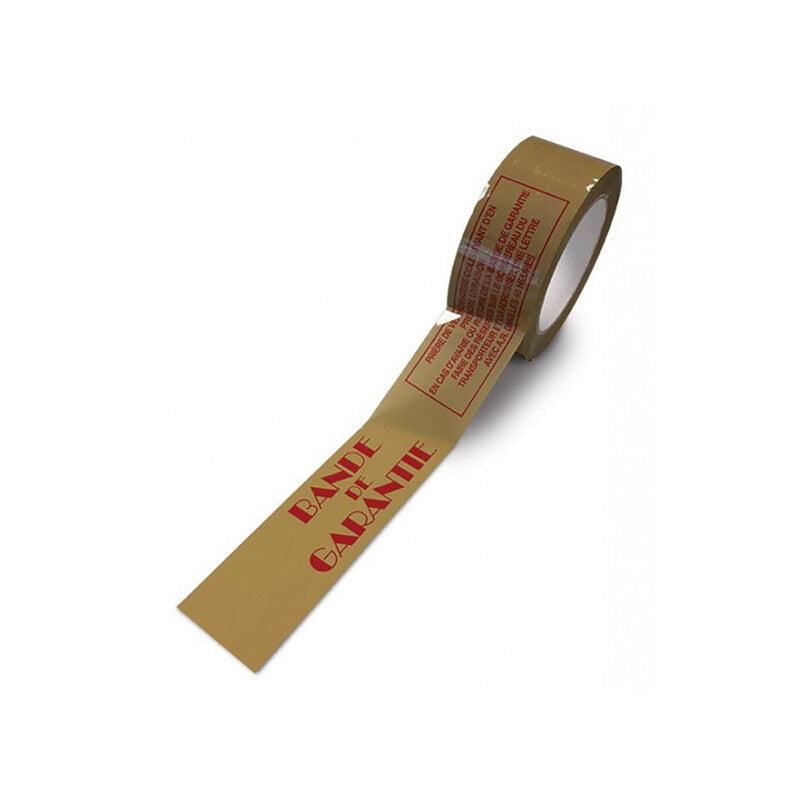Ruban adhésif PVC havane imprimé Bande de garantie rouge 50mm x 100 m